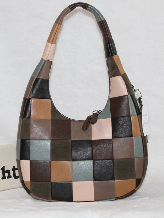 Coach Handbags - COACH Coachtopia Alter Ego Crescent Shoulder Bag Checkerboard Suede Leather NWT